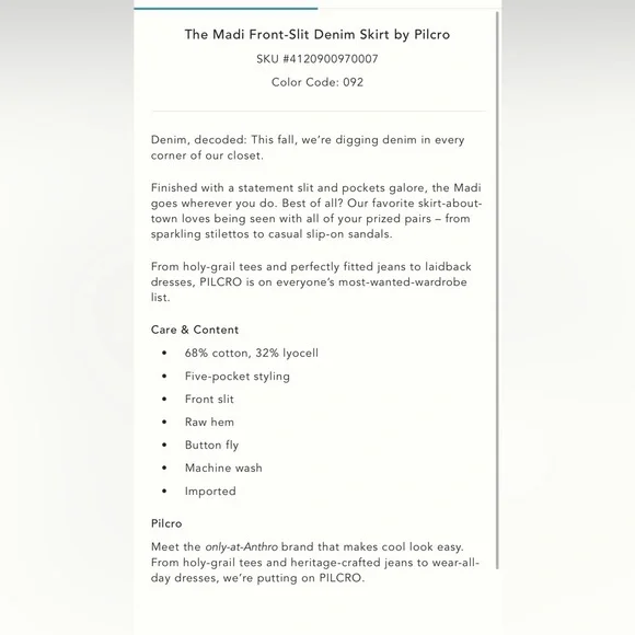 Pilcro from Anthropologie, Madi front-slit denim skirt, Endless summer wash, 4 - Picture 12 of 13